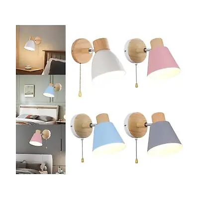 Nordic Wall Lamp Light Sconce With Pull Cord Switch Bedside Lamp Rotatable • £16