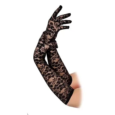 £4.49 • Buy Wicked 80s Black Long Lace Burlesque Gloves Adults Fancy Dress Accessory New