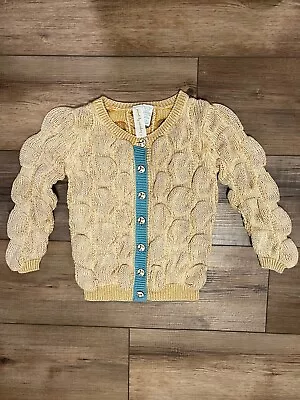 EUC Matilda Jane Paint By Number Puffy Cardigan Sweater Yellow Gold SIZE 2 • $14.75