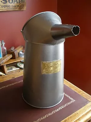 Vintage Silver ELLISCO OIL MEASURING CAN - Brass Maker's Mark - Gallon • $59.99