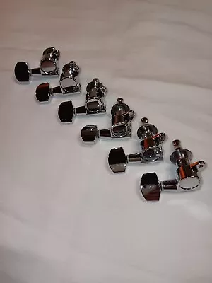 6 Inline Guitar Tuners Chrome Used Excellent Ibanez Gotoh Style • $9.50