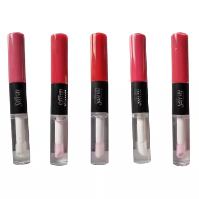 Saffron 24 Hrs Lip Colour Duo Liquid Lipstick Clear Gloss Top Coat Pink Or Red • £4.99