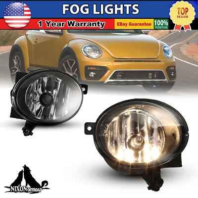 For 15-18 VW Beetle Fog Lights Bumper Lamps Replacement W/Bulbs Clear Lens PAIR • $34.99