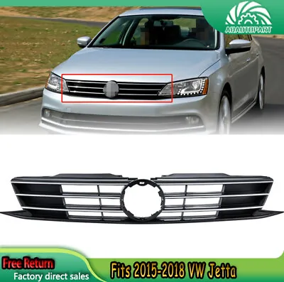 $64.88 • Buy Grill Fits 2015 2016 2017 2018 VW Volkswagen Jetta Front Bumper Chrome Grille