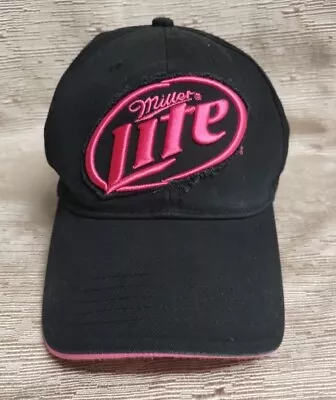 Miller Lite Beer Adjustable Strap Black/Pink Hat • $10.99
