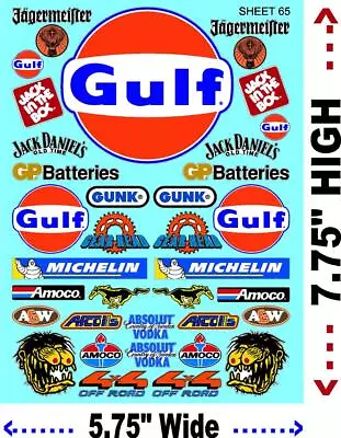 WHITE VINYL Sticker Gang SHEET 65-R/C MODEL Decals 1/12-1/10-4X4-LEXAN-BODY • $14.99