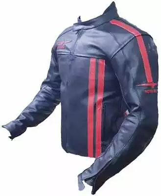 Moto Guzzi Motorbike Leather Jacket In Cow Hide / 5 Protection Armours Inside • $166.50