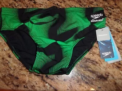 Speedo Men's Swim Briefs Size 24 Endurance Green Black • $14.99