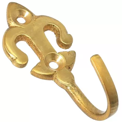 £5 • Buy 2x FLEUR-DE-LYS CURTAIN TIE BACK Solid Brass Decorative Drape Holder Tassel Hook