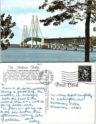 Michigan St. Ignace Mackinaw City Mackinac Bridge Posted 1967 VTG Postcard • $9.89