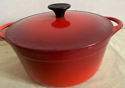 Le Creuset / Cousances Orange / Red Cast Iron Round Pot 20 Cm Casserole With Lid • £33.16