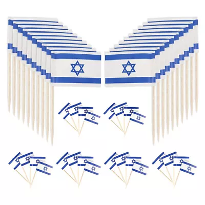  200pcs Israel Flag Toothpick Cake Decors Cupcake Toppers Sticks Party Cake • £8.75