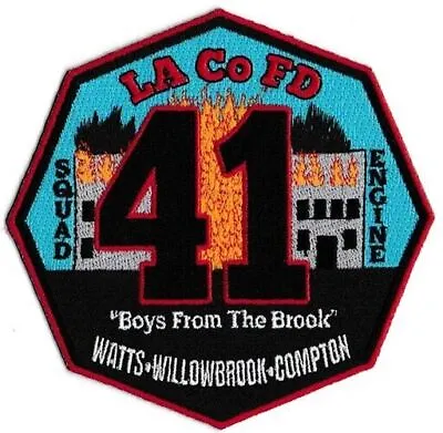 LA County Station 41 Building With Flames New Fire Patch . • $6.95