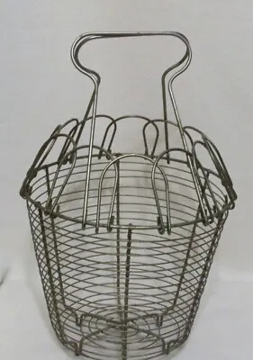 Vintage Wire Metal Egg Gathering Basket Farm Farmhouse Rustic Decor • $15.99