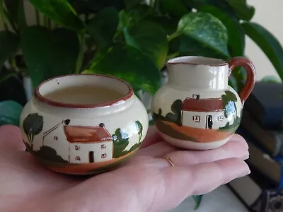 Watcombe Torquay Motto Ware Porcelain Ceramic Miniature Pitcher Cream & Sugar TF • $25