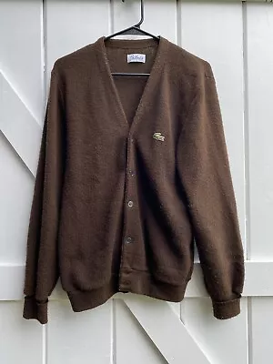 Vintage 80s 90s Lacoste Cardigan Sweater Dark Brown Men's Size Small • $39.99