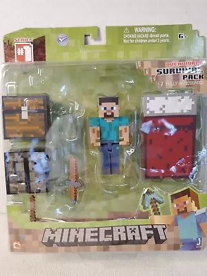 Minecraft Overworld Survival Pack Steve Series 1 Fully Articulated + Accessories • $16.99