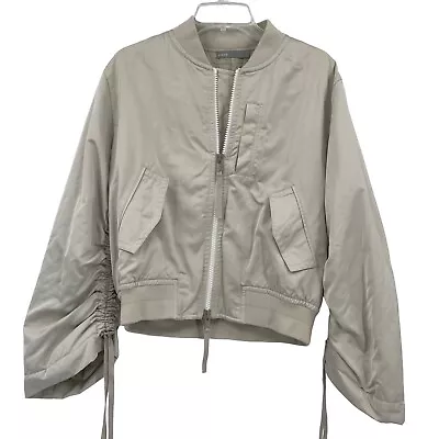 Vince Beige Ruched Sleeve Parachute Bomber Jacket Size Large Women’s • $69