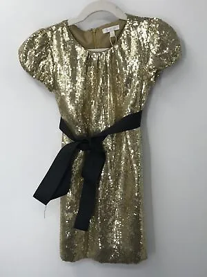 Miss Grant Girls Gold Sequined Short Sleeve Party Dress Sz 6-7y • $42.50
