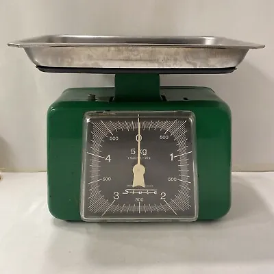Stube Green Kitchen Scale 5 KG Western Germany Antique Vintage With Tray • $111.11
