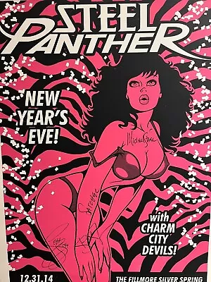 Steel Panther Signed Band Poster Sexy New Years Pink Pinup Zebra Design 2014  • $65