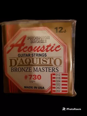 D'aquisto Bronze Masters Acoustic Guitar Strings #730 Light • $14.99