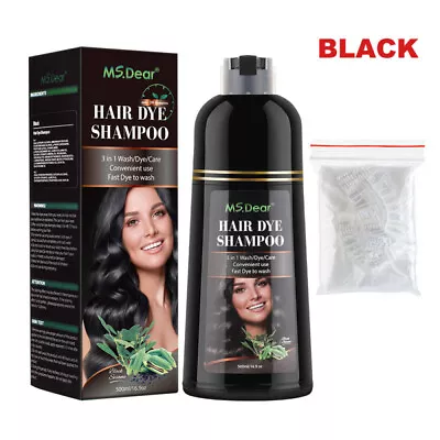 3 In 1  Hair Dye Color Shampoo 500ml Instant Permanent Natural Coconut Dye Color • $17.95