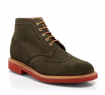 Mark McNairy New Amsterdam Men's Wingtip Suede Boots Green Size 10  • $307.99