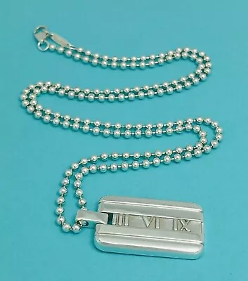 20  Tiffany & Co Atlas Dog Tag Bead Chain Necklace In Silver Mens Unisex • $249