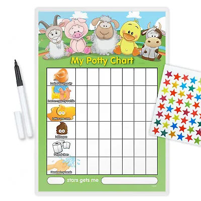 Potty Reward Chart Magnetic Available  Farm Chart & Free Pen & Stars-farp • £2