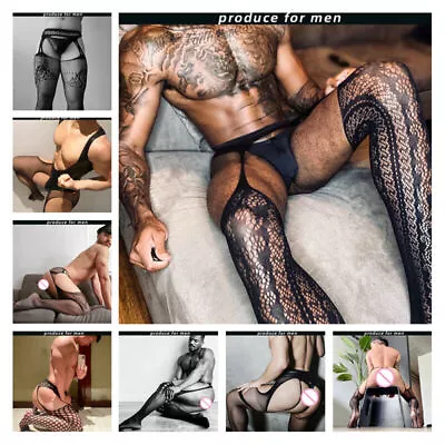 Men Male Sexy Mesh Body Stockings Fishnet Bodysuit Lingerie Pantyhose Underwear • $6.29