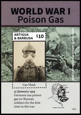 ANTIGUA 3313 - World War I  Soldier Wearing Gas Mask  (pb69525) • $14.33
