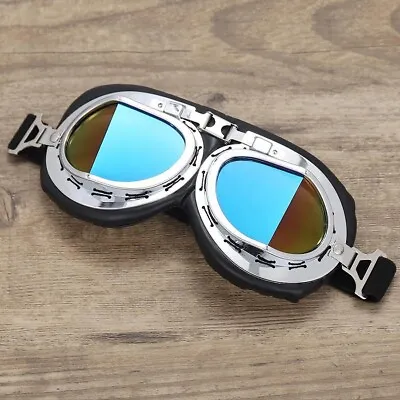 Motorcycle Pilot Aviator Goggles Vintage Retro Style Cruiser Scooter Lens • $18