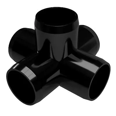 1  5-Way PVC Cross Fitting Black (4-PK) FORMUFIT Furniture Grade Made In USA • $20.99