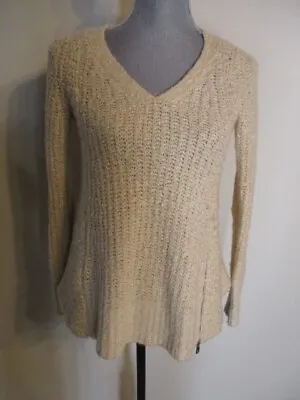 Anthropologie Moth Chunky Wool Blend W Accent Zipper Pullover Sweater  XS • $11