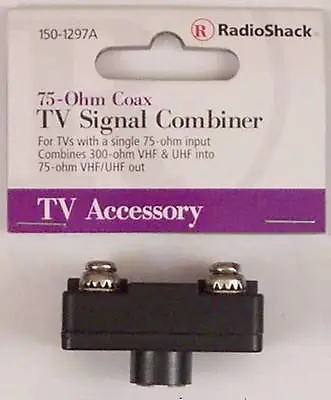 Signal Combiner 300-Ohm VHF & UHF Screw Terminals To 75-Ohm Male F Connector • $7.33