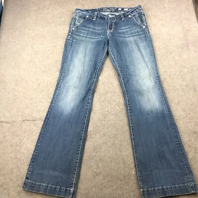 Miss Me Jeans Womens 30 Wide Leg Boot Rhinestone Back Pockets Distressed* • $28.98