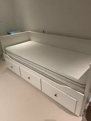 Ikea Hemnes Day-bed White With 3 Drawers Pulls Into Double Includes 2 Mattreses • £250