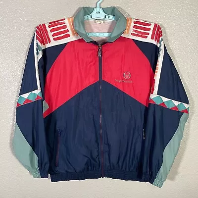 Vintage Sergio Tacchini Jacket Mens 40 Blue Full Zip Windbreaker Track Running • $44.99