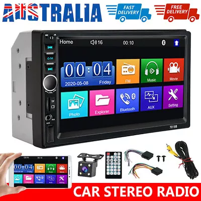 7  Double DIN Car Stereo Bluetooth MP5 FM TF USB Radio Head Unit Reverse Camera • $43.95