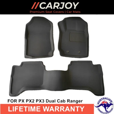 3D Moulded TPE Heavy Duty Floor Mats For Ford Ranger PX PX2 PX3 Dual Cab 11 - 21 • $160.65