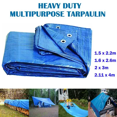 Tarpaulin Tarp Sheet Cover Blue Waterproof Ground Camping Multipurpose Furniture • £0.99