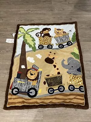 Lambs & Ivy Safari Train Baby Quilt Crib Size W/Applique Embroidery 48x35 In • $27.75