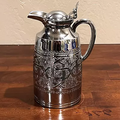 Vintage TAJ HOTELS Decrotive Chrome Thermos Water/Coffee/Tea Pitcher Signed • $224.99