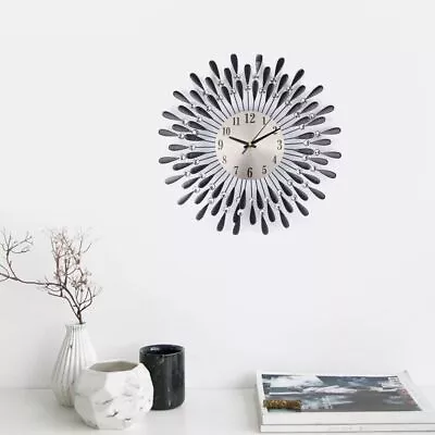 £19.85 • Buy 38cm Jewelled Diamante Beaded Clock Silent Crystal Wall Clock Living Bedroom 