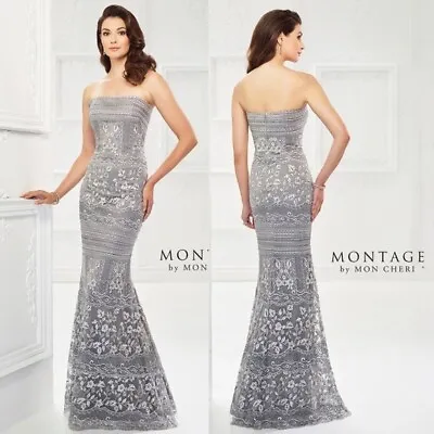 Montage By Mon Cheri Lace Tulle Trumpet Gown • $279