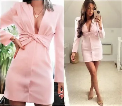 Zara Woman Light Pink Draped Blazer Dress Size Xs  • £79.99