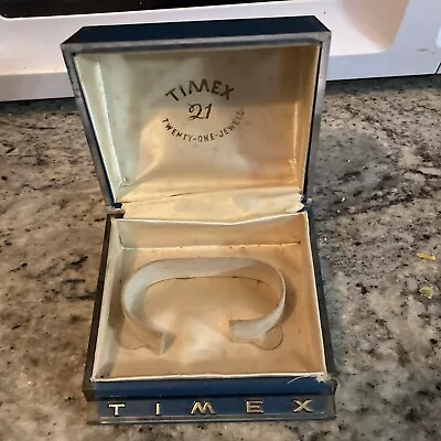 Vintage Wrist Watch Blue Box Case Display 21 JEWEL TIMEX • $9.99