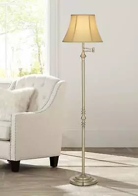 Montebello Vintage Floor Lamp 60  Tall Antique Brass Swing Arm For Living Room • $119.99