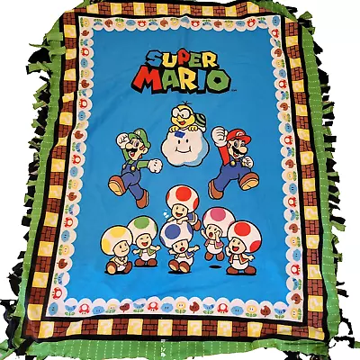 HandMade Nintendo Super Mario Brothers Mario Lugi Multicolor Knot Fleece Blanket • $49.99